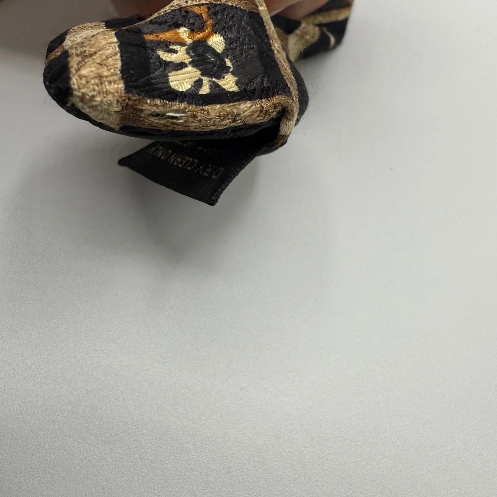 Ermenegildo‎ Zegna Silk Tie Black Gold Geometric Pattern Luxury Mens **READ
